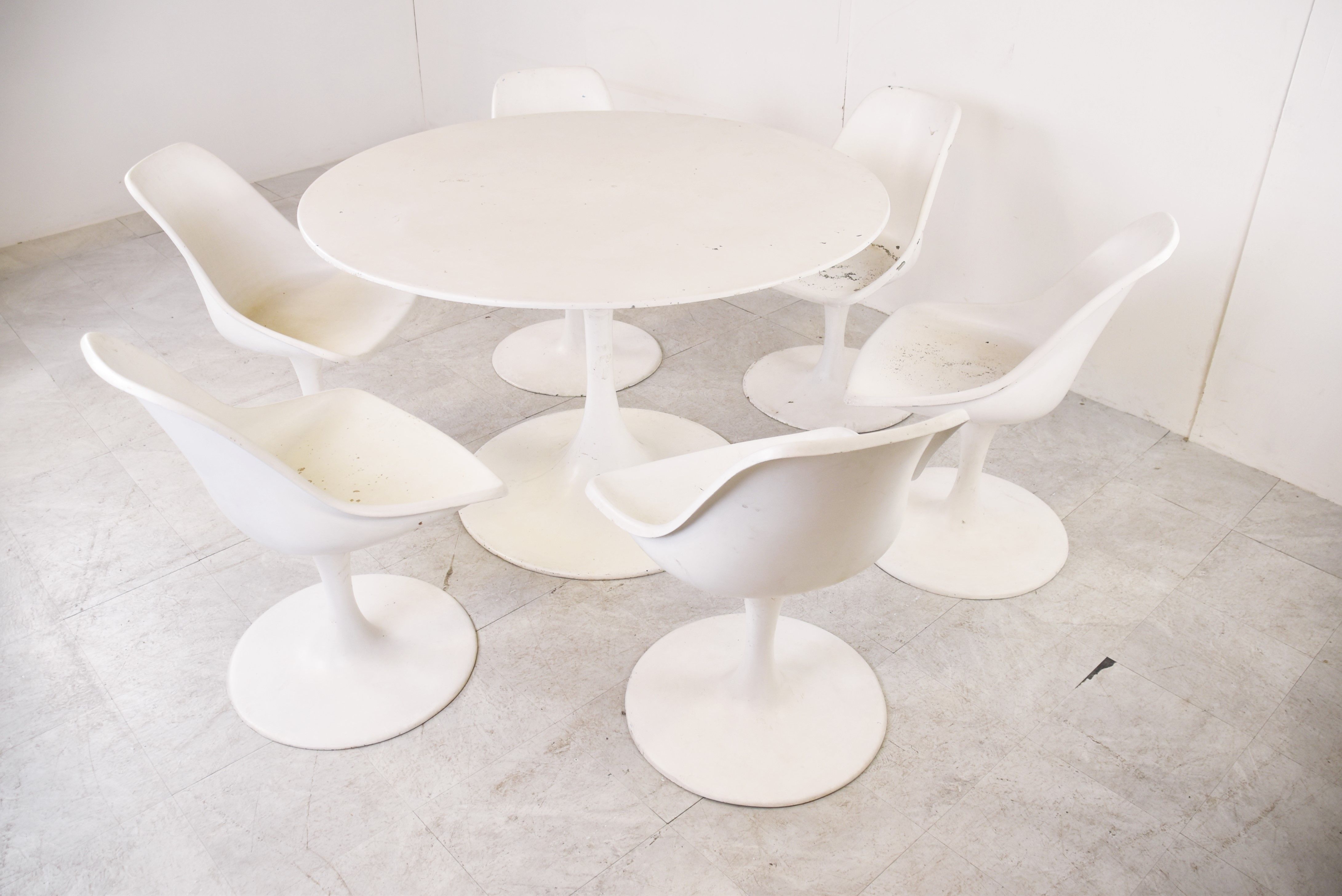 Vintage space age fiberglass dining set, 1960s
