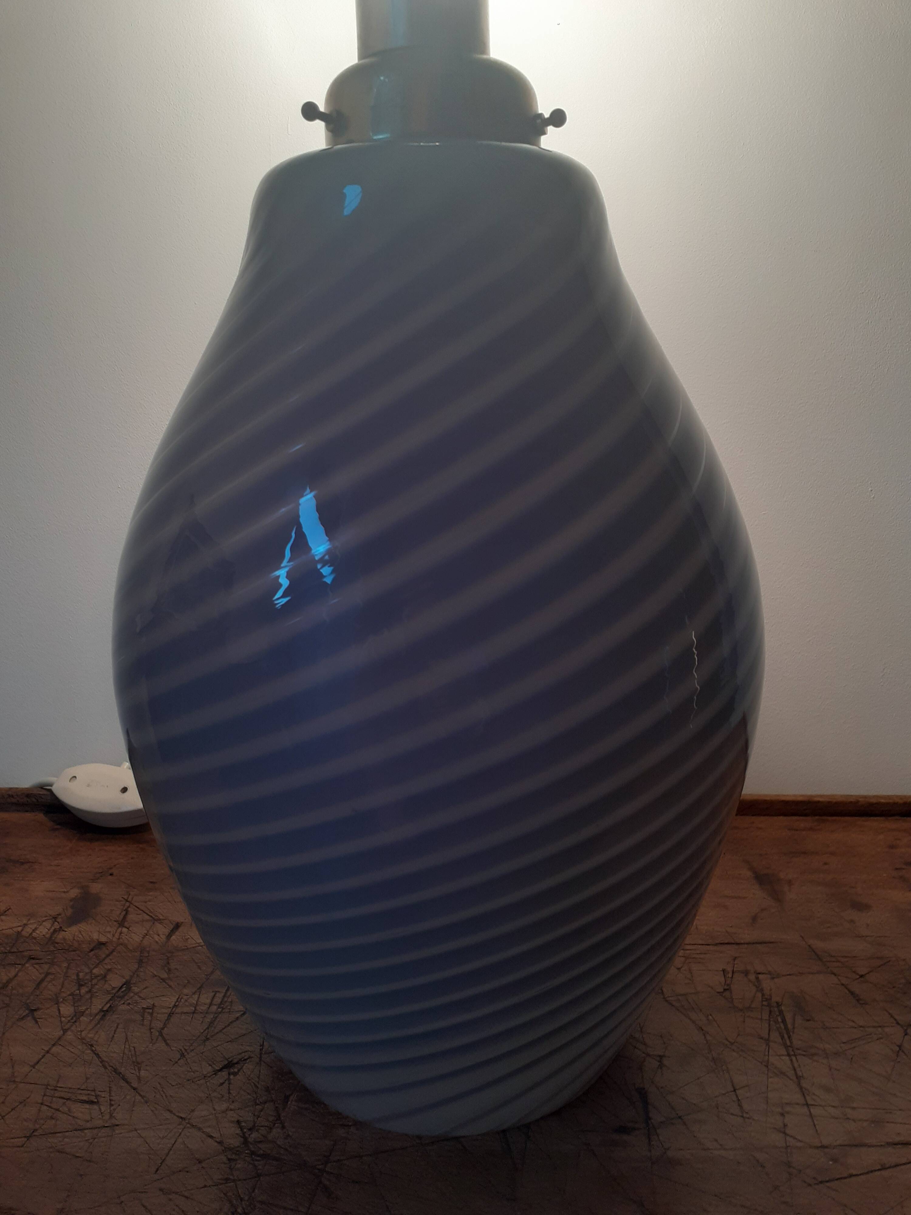 Murano glass lamp with ribbed pattern, 1970s