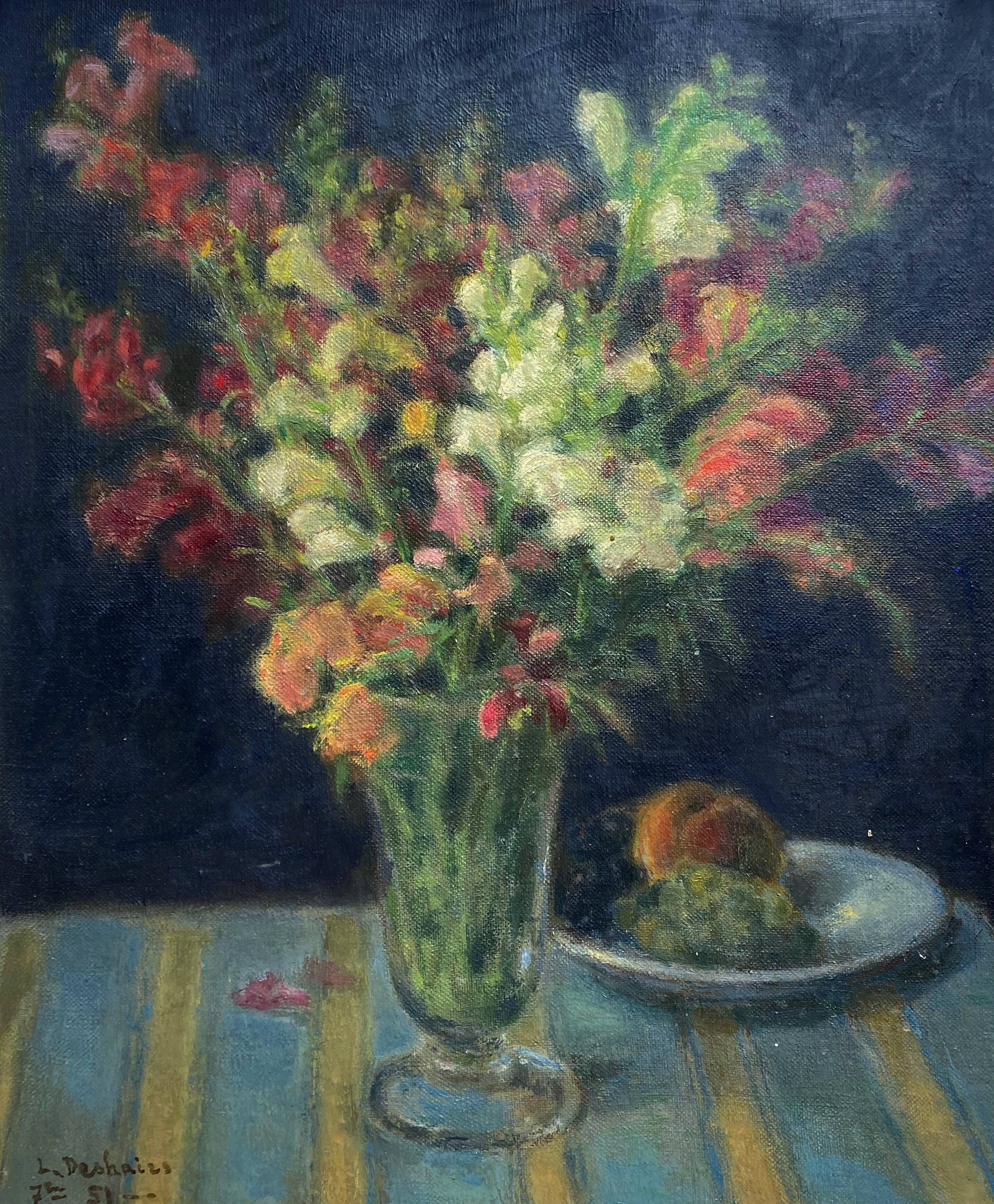 Table hst "vase with bouquet of flowers" early xx ° signed deshairs + frame