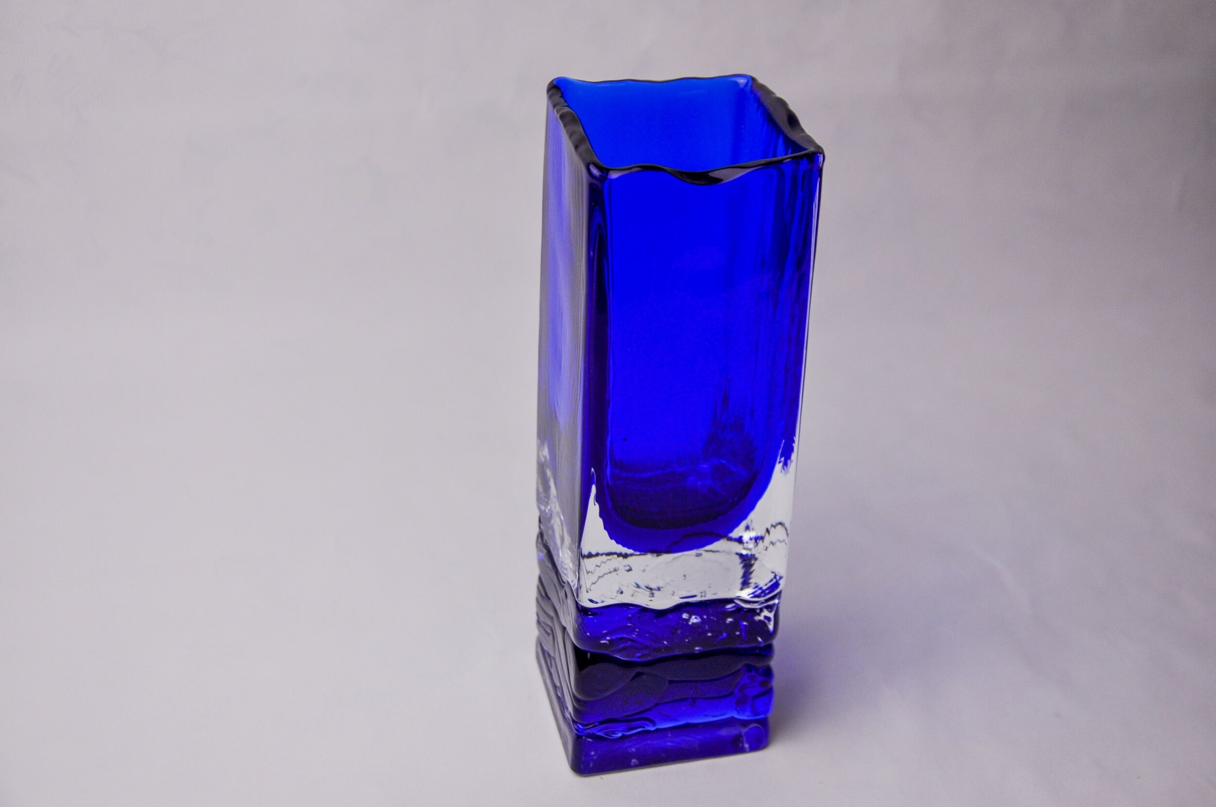 Vase sommerso by Petr hora, blue glass, Czech Republic, 1970