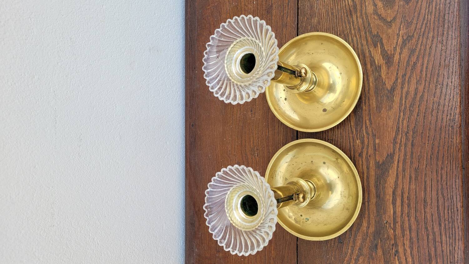 Pair of Louis Philippe candlesticks in brass 1900s