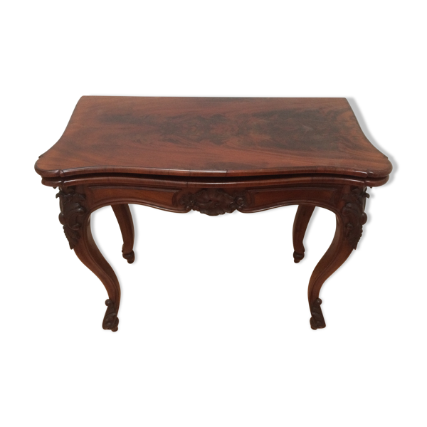 Table à jeux portefeuille en acajou style Louis XV