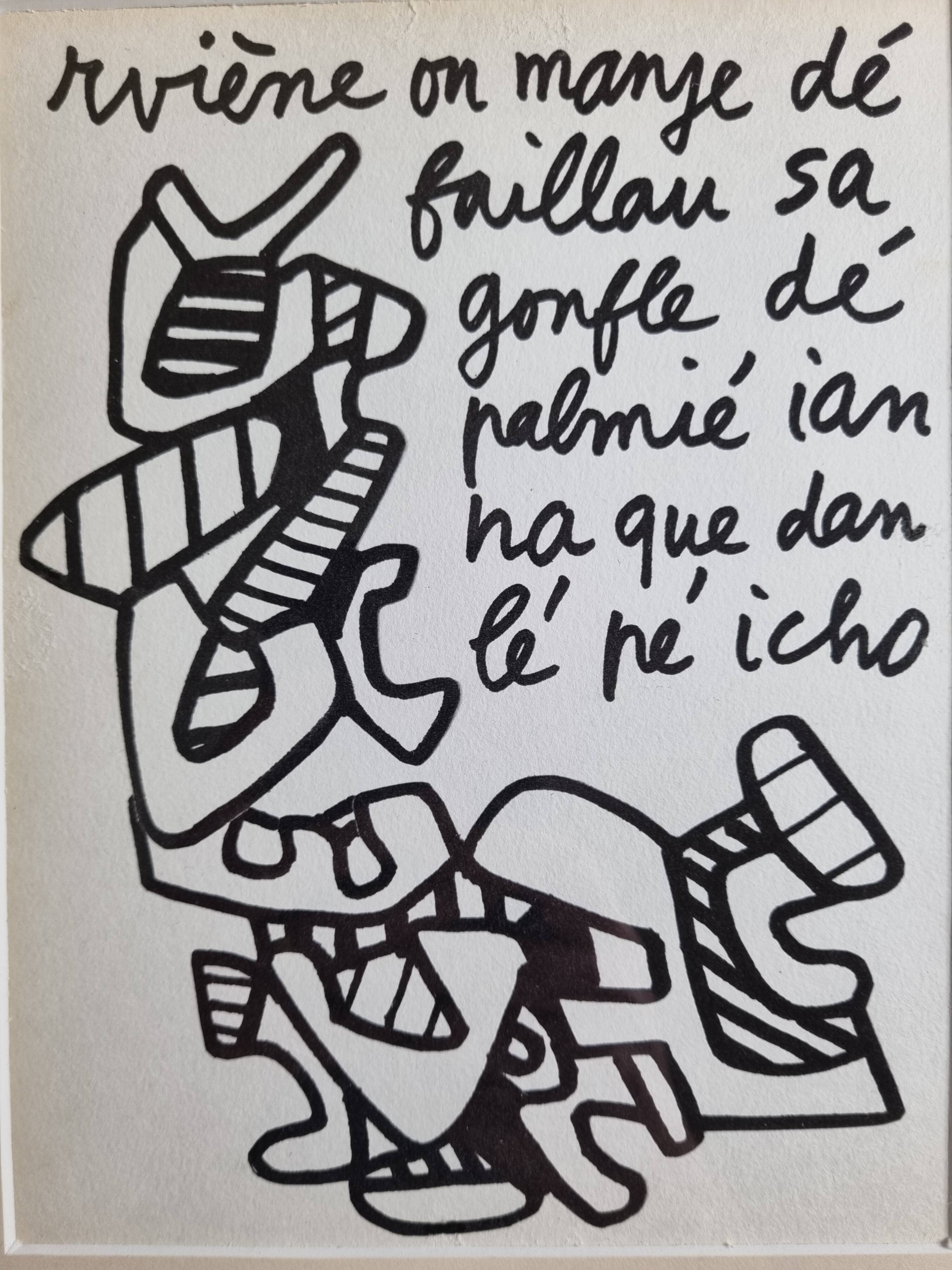 Screenprint after Jean Dubuffet framed under glass 25 cm by 31 cm