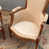 Pair of Louis XVI style walnut shepherdesses circa 1900