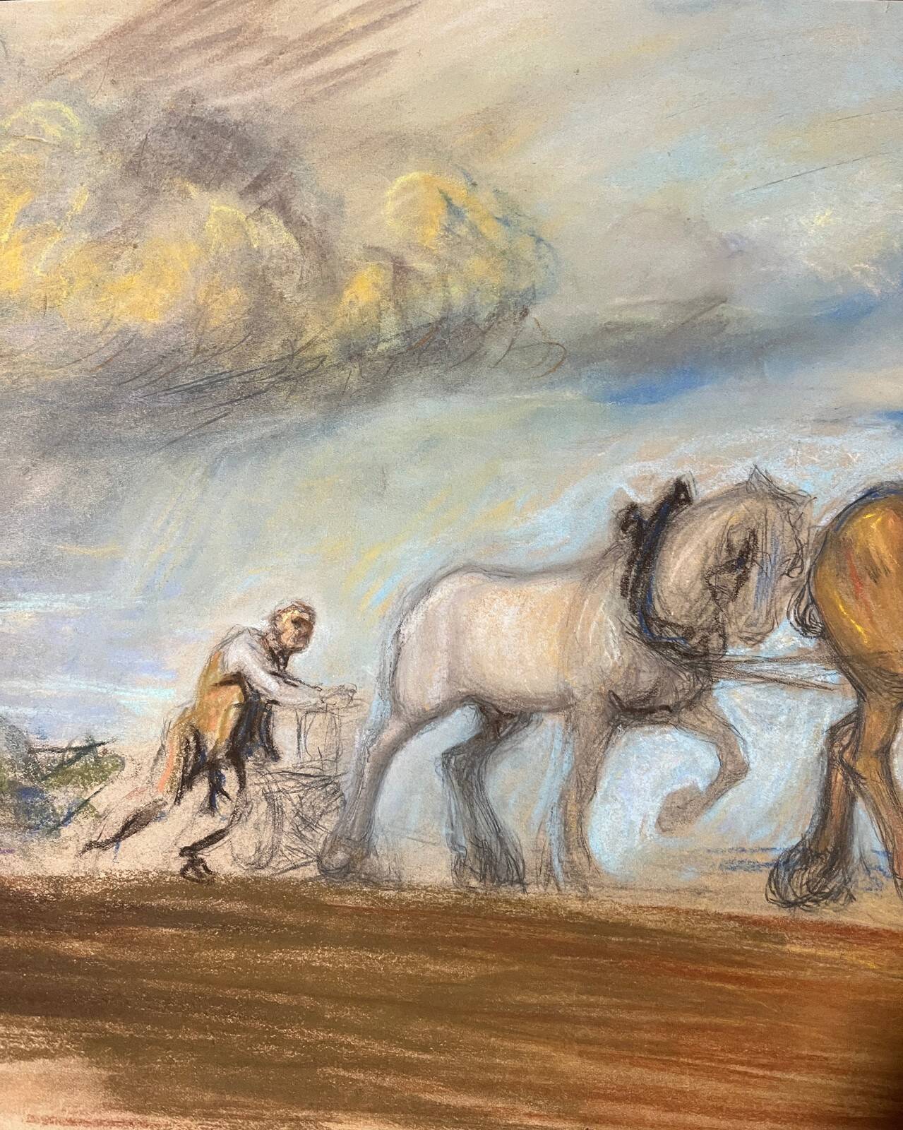 Tableaux étude de laboureur et chevaux Ed. Pannetier (1884-1965)