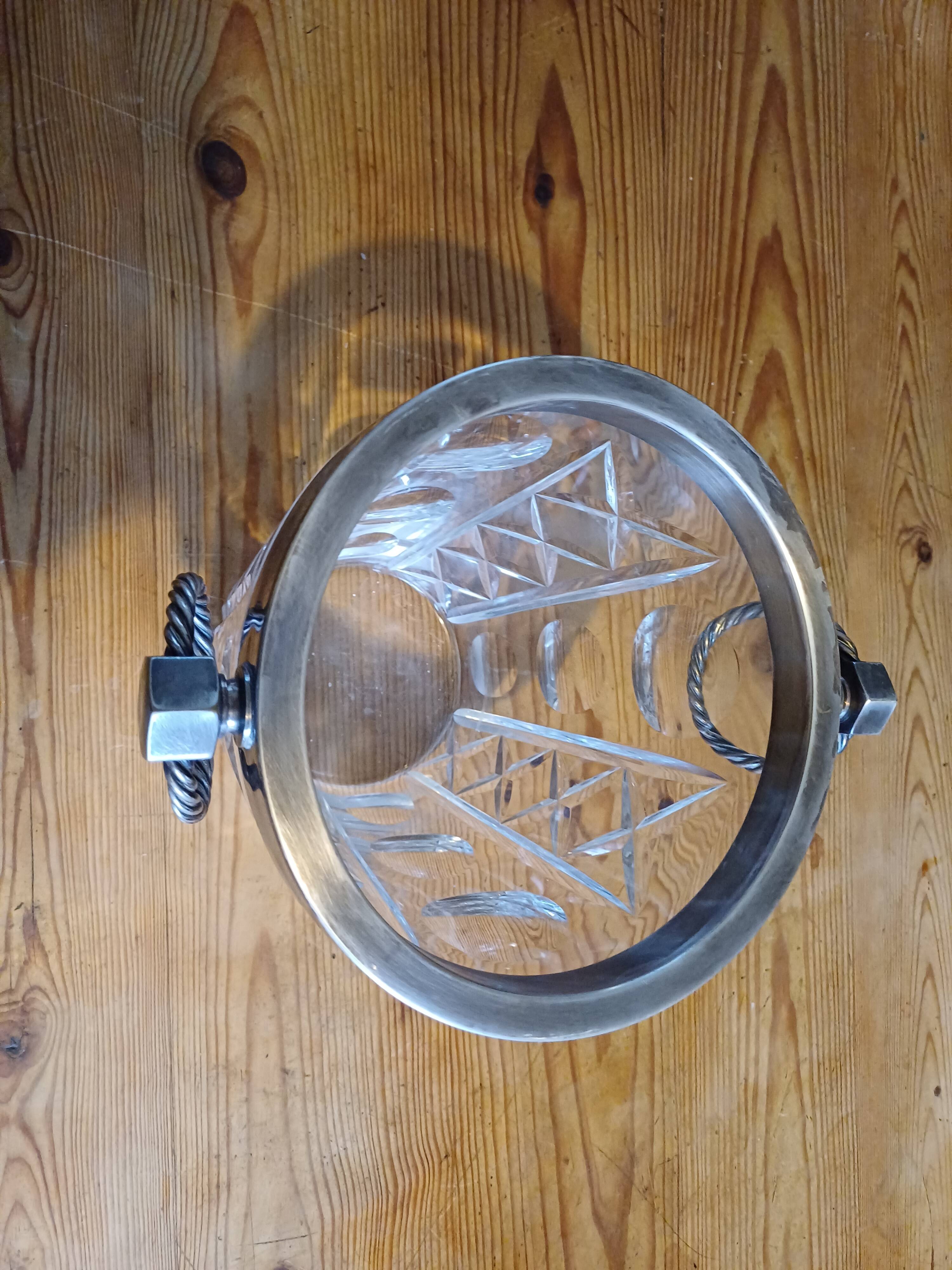 Crystal and Silver Metal Ice Bucket