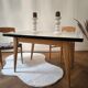 Vintage table in aqua Formica with extensions – Wooden legs