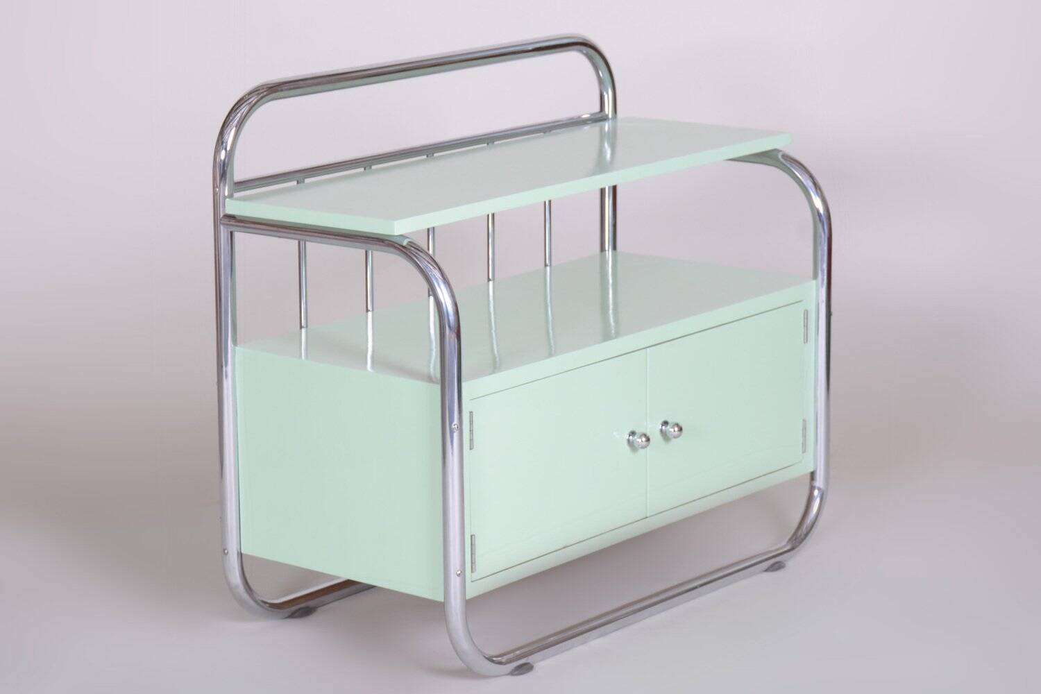 Vintage Bauhaus Cabinet in Chrome-Plated Steel and Lacquered Wood, 1930s