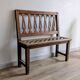 Old church bench in pitch pine, rustic charm and authentic patina.