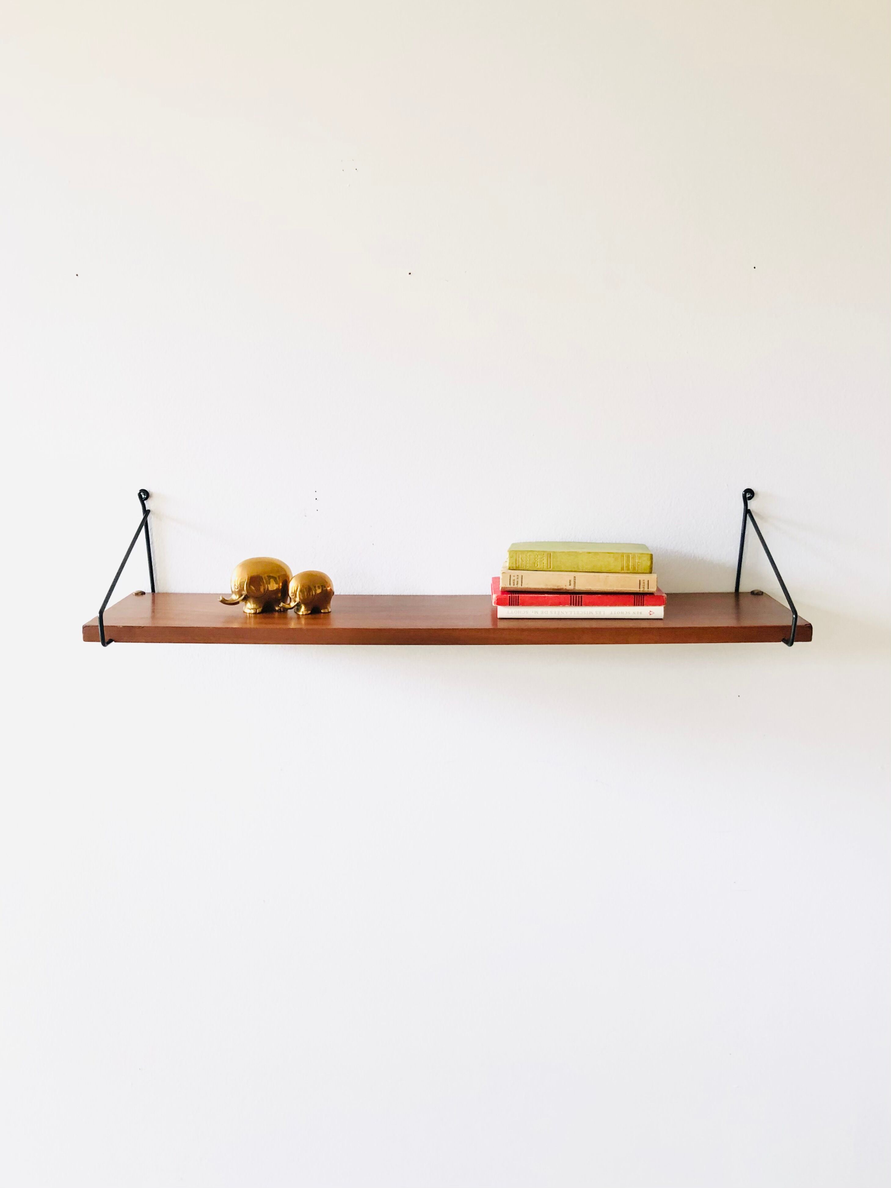 Wall shelf L82cm metal and wood