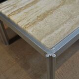 Aluminum and marble coffee table from the 1970s