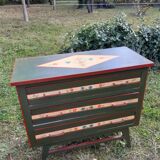 Vintage chest of drawers from the 70s with floral pattern