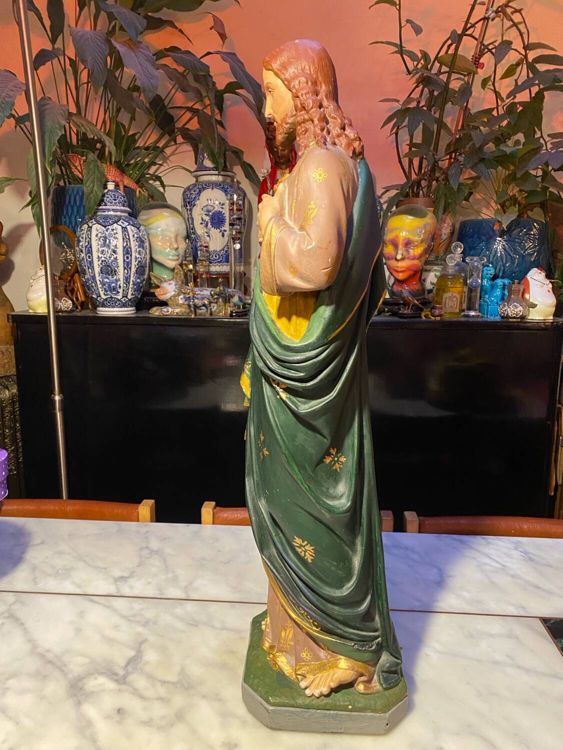 Large polychrome plaster statue of Jesus Christ