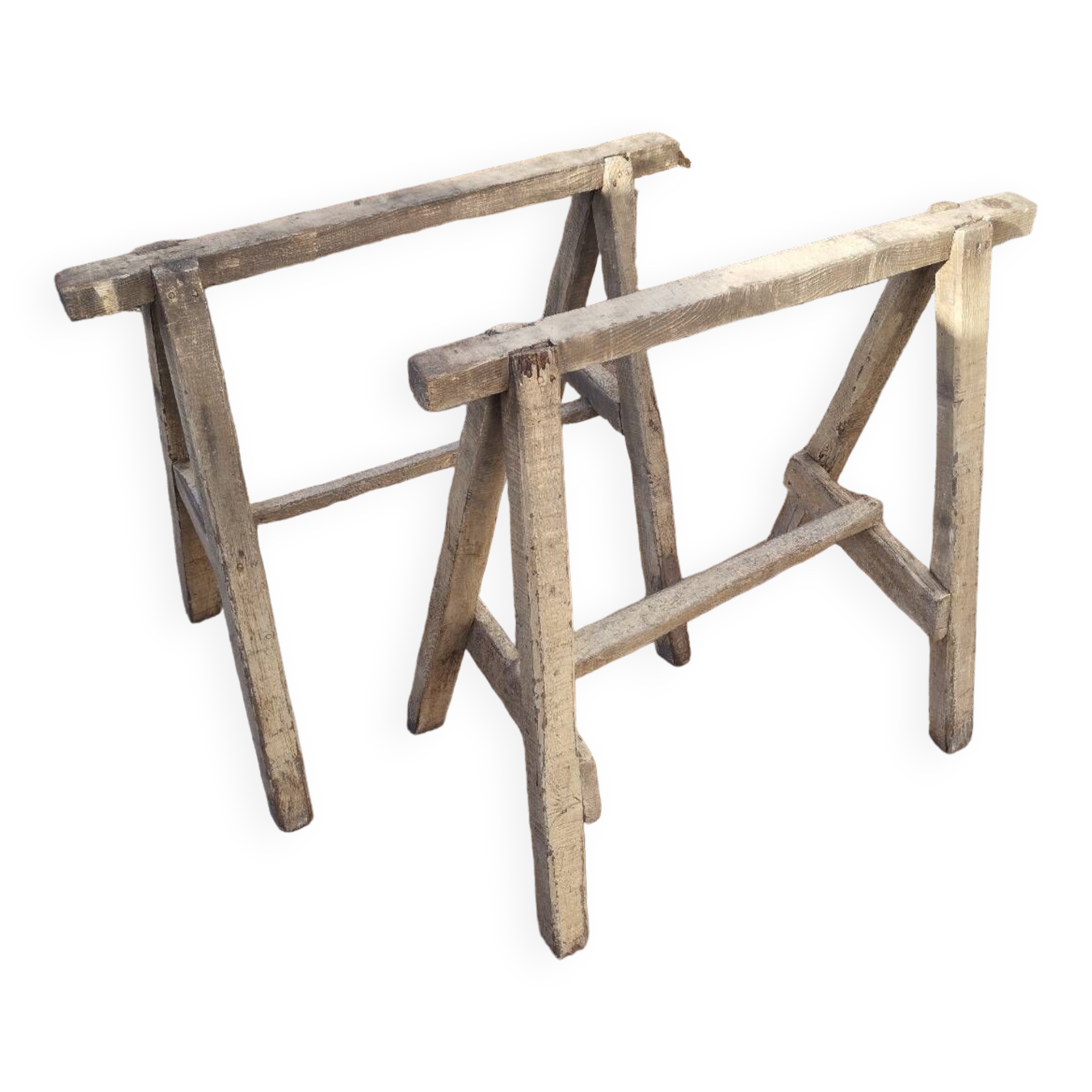 Pair of old wooden trestles