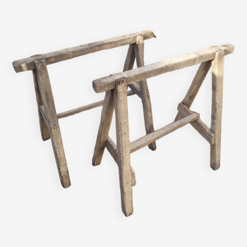 Pair of old wooden trestles