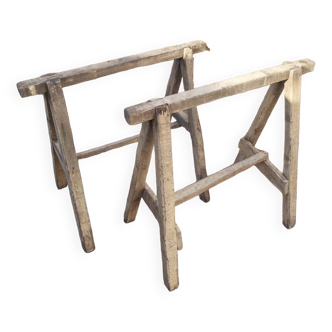 Pair of old wooden trestles