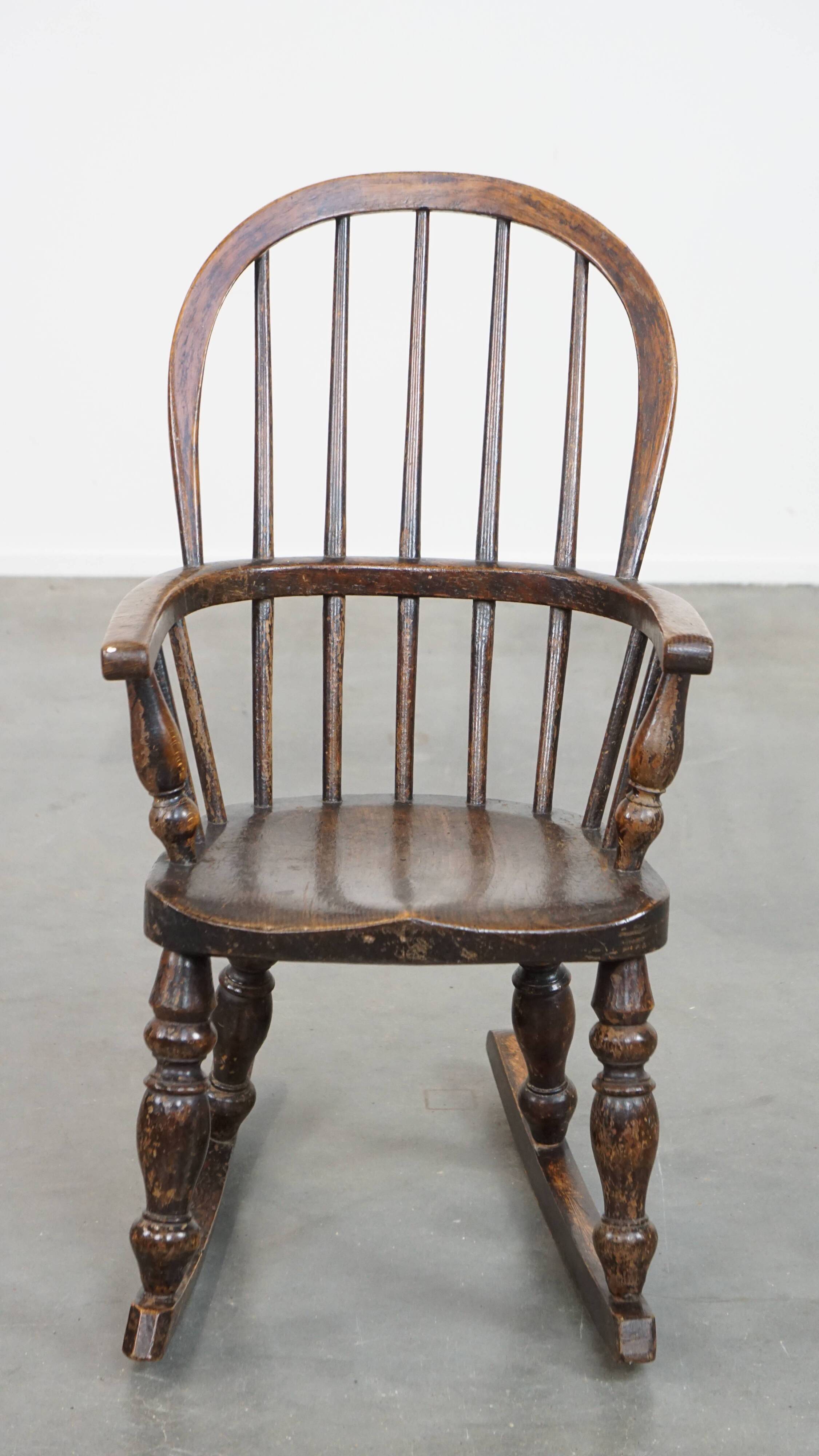 Early 19th century antique English Windsor children's rocking chair
