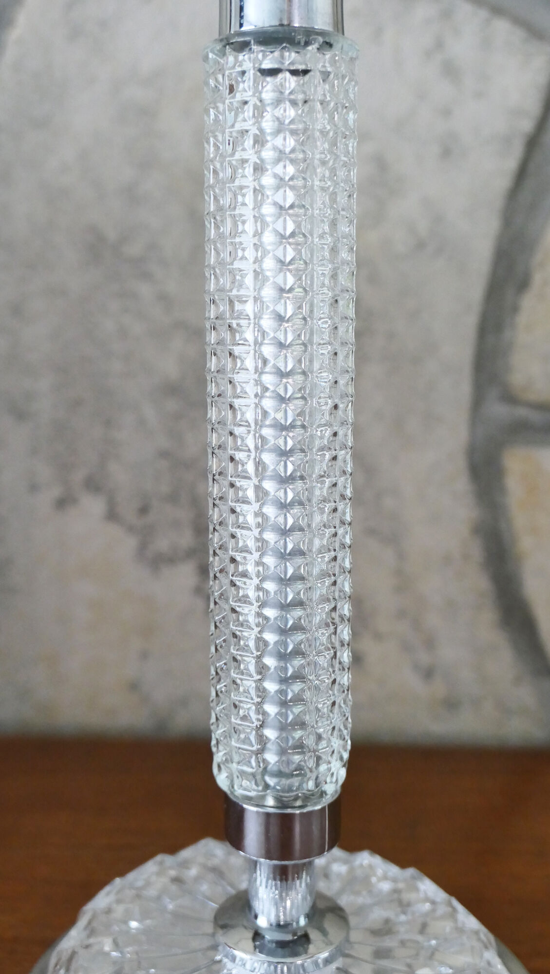 Table lamp glass er metal chrome 1970's