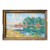 Gouache Painting Jacques Louis ODIER (1853-1930) l'Aiguade Porquerolles 1929