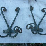 2 wall coat rack in wrought iron with 4 hooks