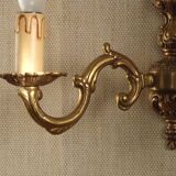 Double bronze wall light, vintage French traditional style, scrolled arms 5097.