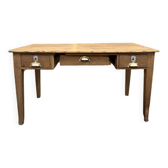 Old oak desk with shell handle