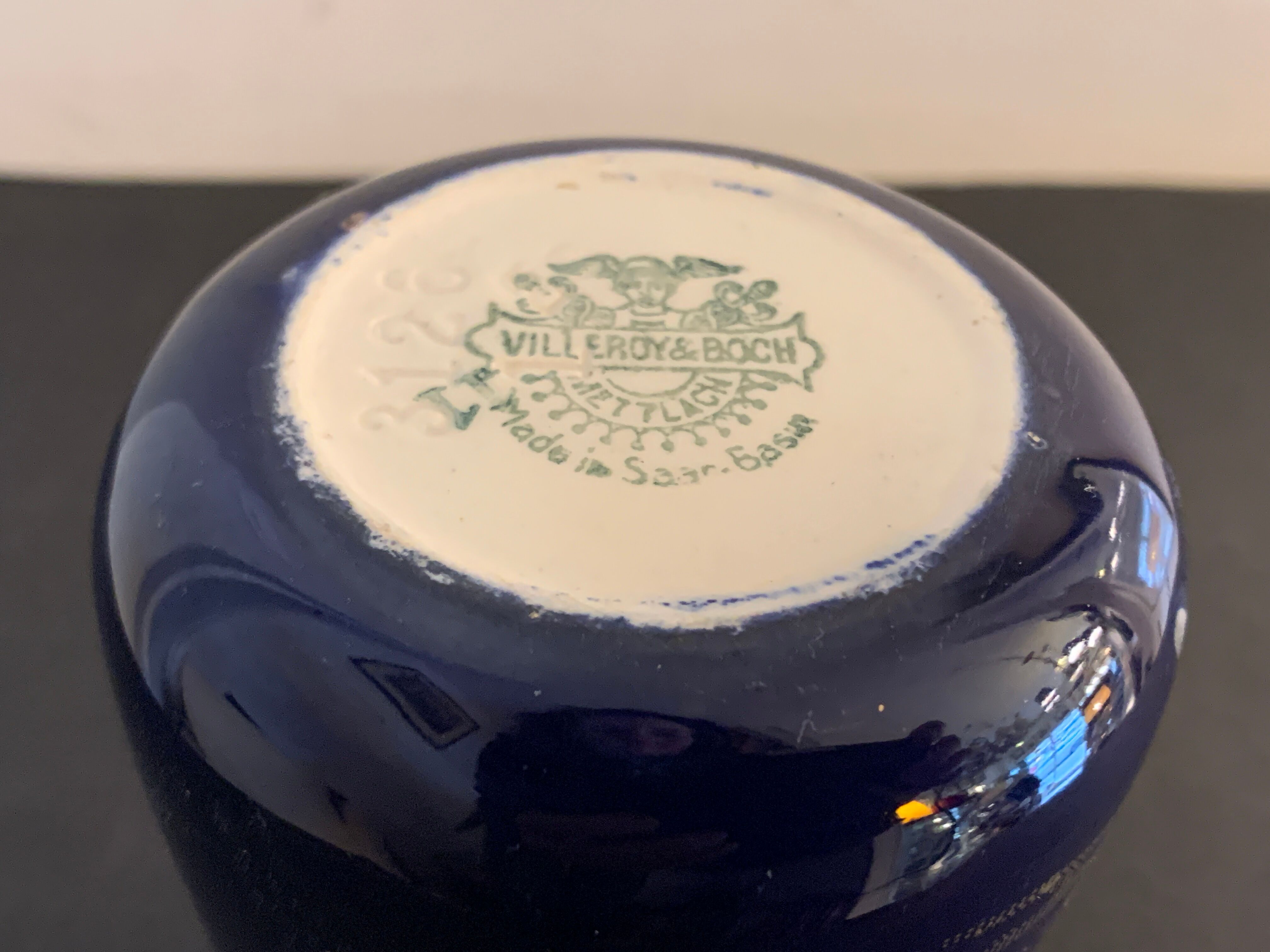 Art nouveau ceramic new cobalt vase by Villeroy and Boch