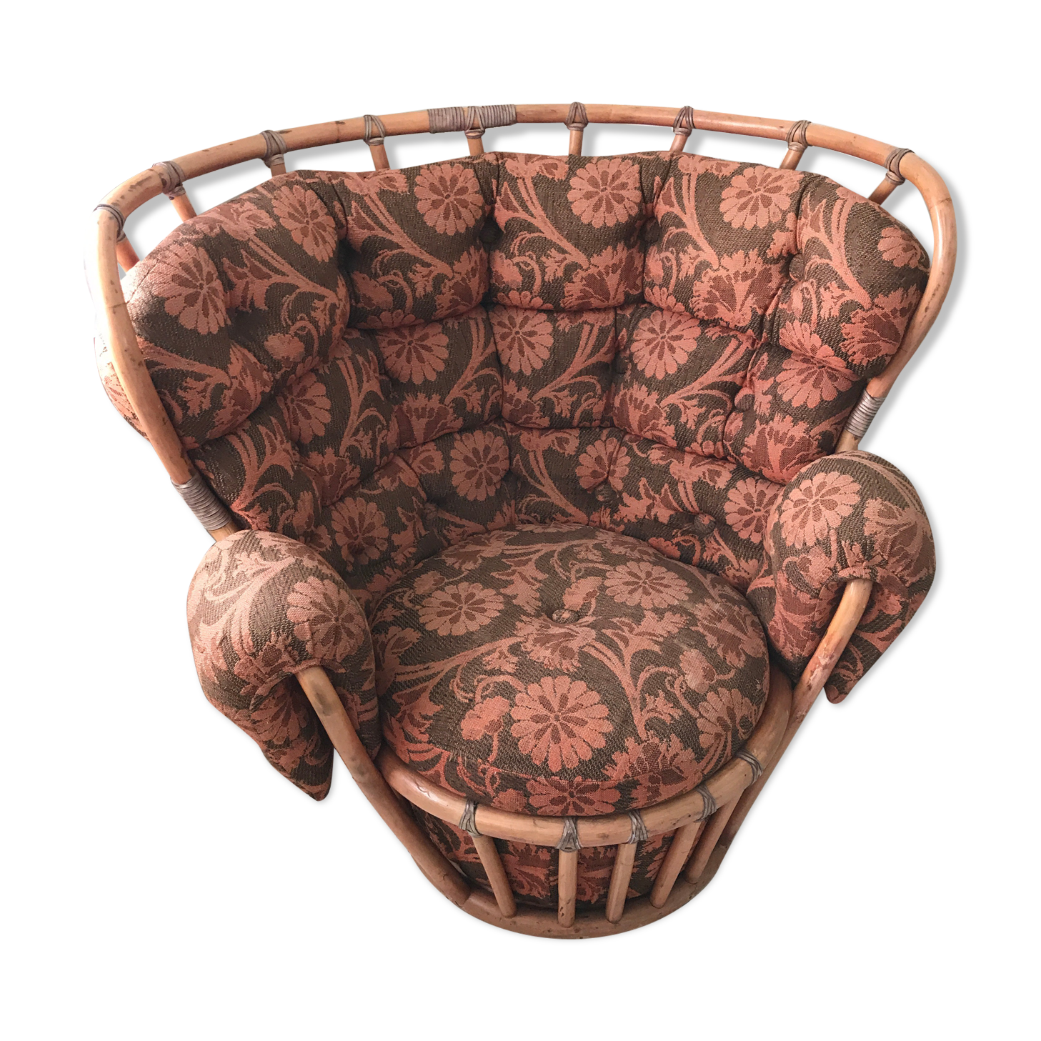 Vintage wicker rattan chair, 60s-70s