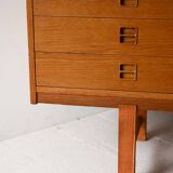 Scandinavian vintage oak sideboard with drawers and doors