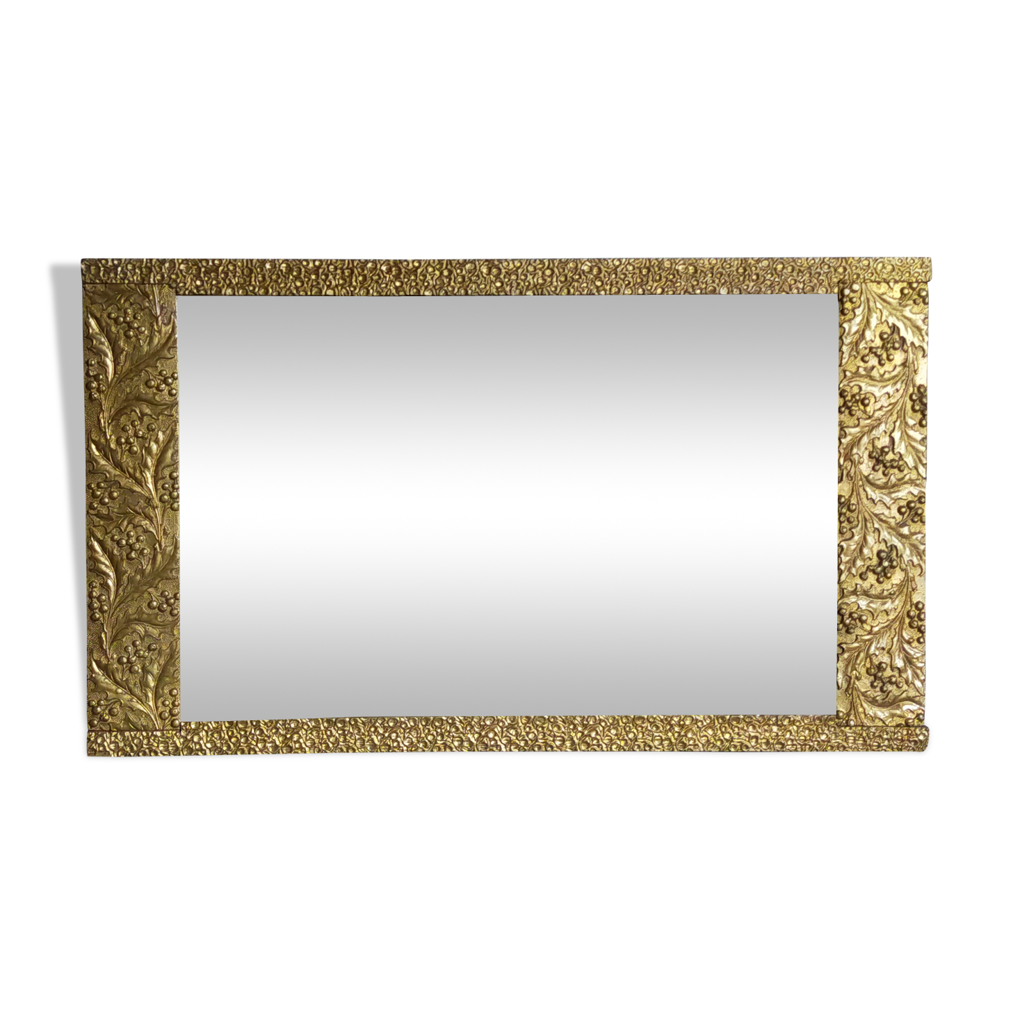 Art-deco gold mirror with vegetal décor  52x31cm