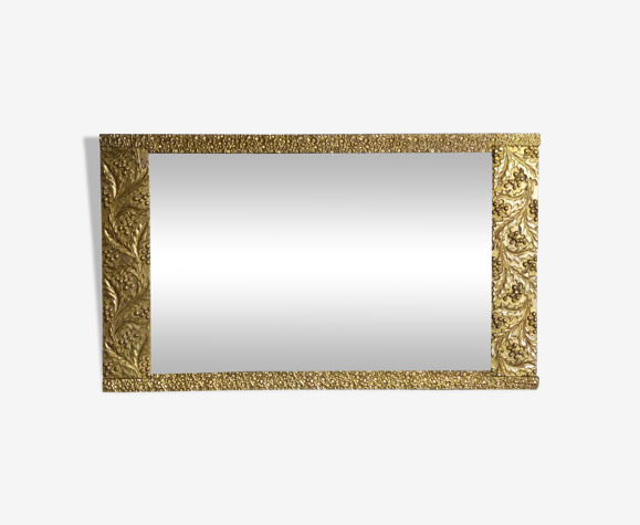 Miroir art-déco or au décor végétal 52x31cm