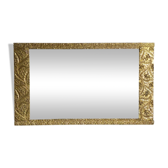 Miroir art-déco or au décor végétal 52x31cm