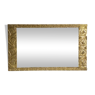 Art-deco gold mirror with vegetal décor  52x31cm