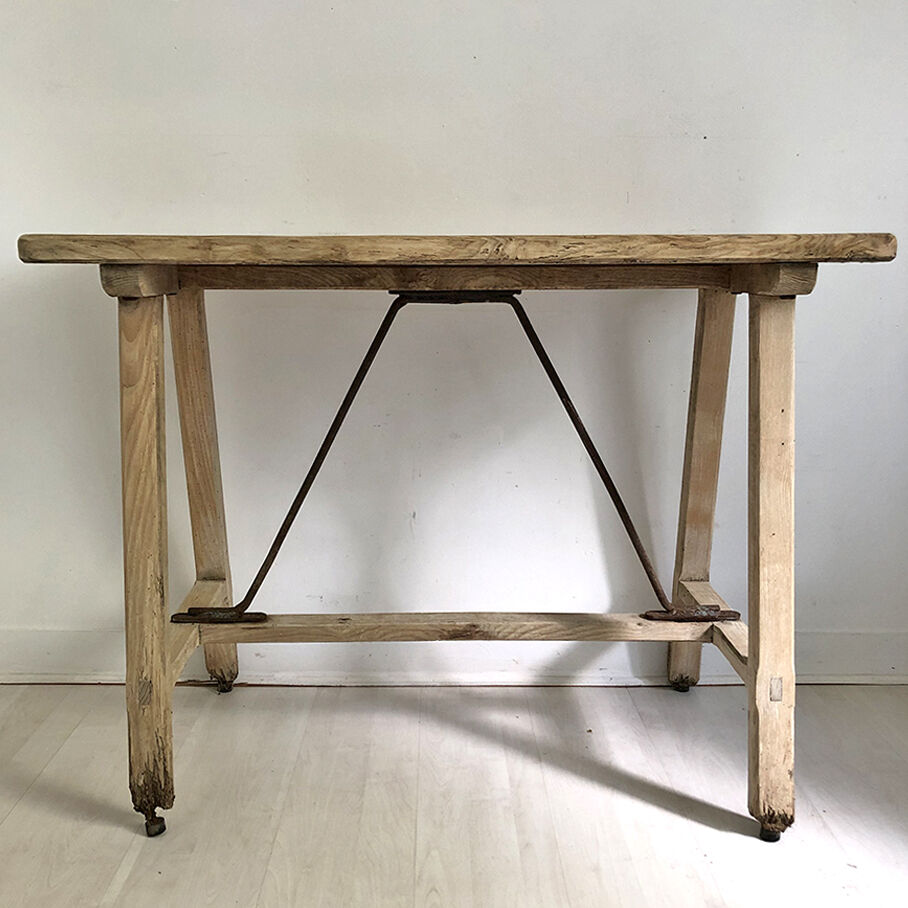 Old raw wood workbench