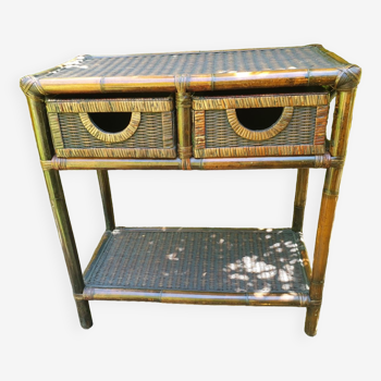 Bamboo and rattan console dressing table