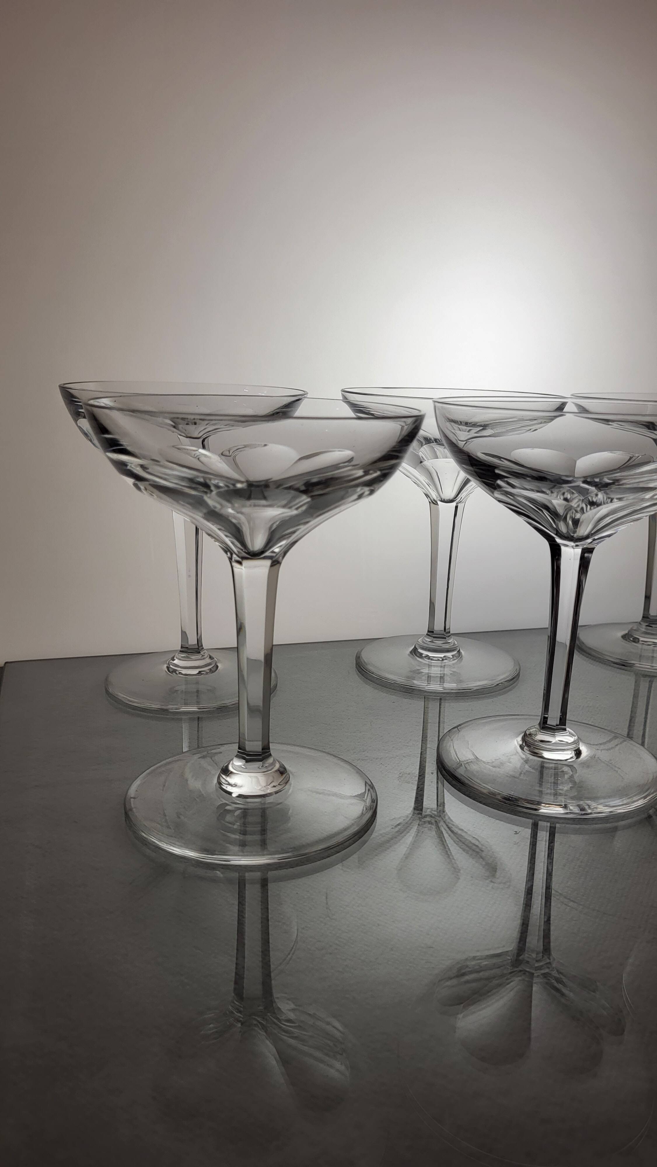 6 Val Saint Lambert crystal champagne glasses, Nestor model