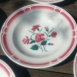 Lot of seven old soup plates from the 40s/50s decorated with roses