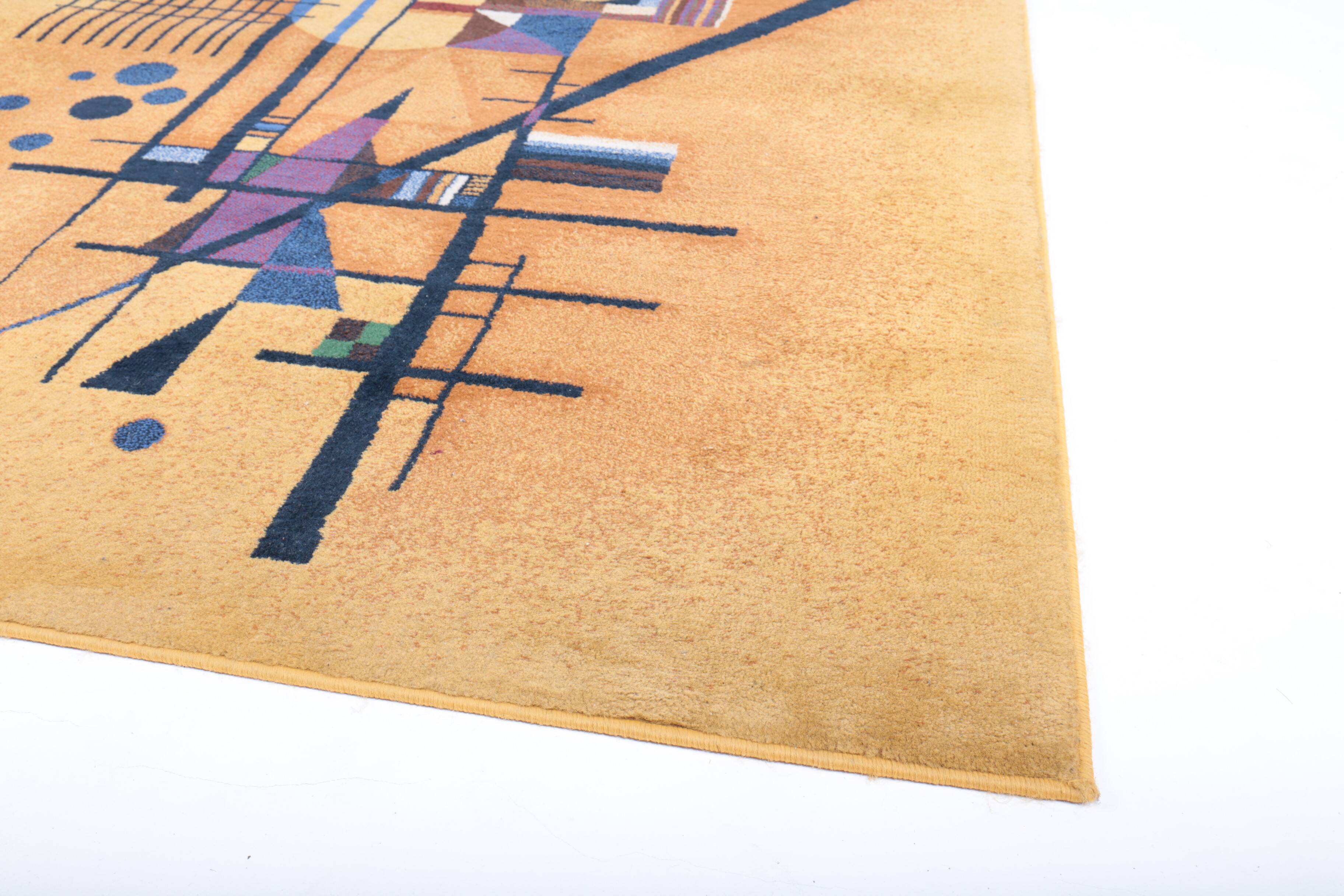 Vintage rug, abstract composition inspired by Kandinsky