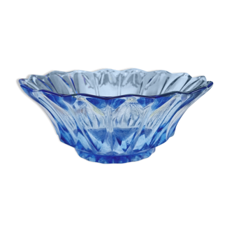 Blue molded glass bowl