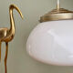 Vintage XXL art deco globe pendant light in white opaline