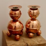 Pair of Swedish copper candlesticks from the mid-century by ALB Lindstrom Eskiltuna.