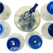 Postmodern service bar blown glass – 1 carafe and 6 St Murano glasses