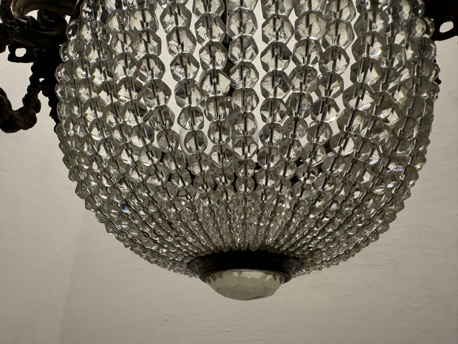 Bronze Crystal Beaded Light Pendant 1940’s