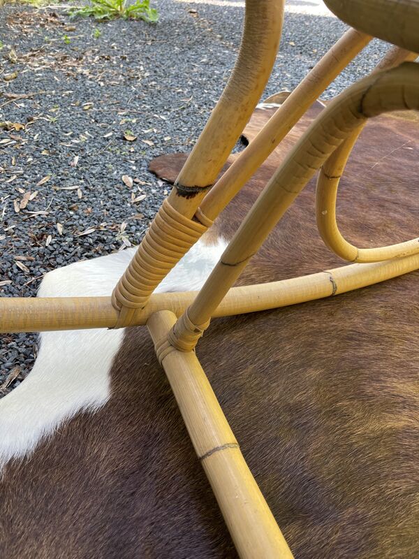 Rocking chair en cannage et rotin