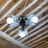 Space age ceiling lamp chrome and glass