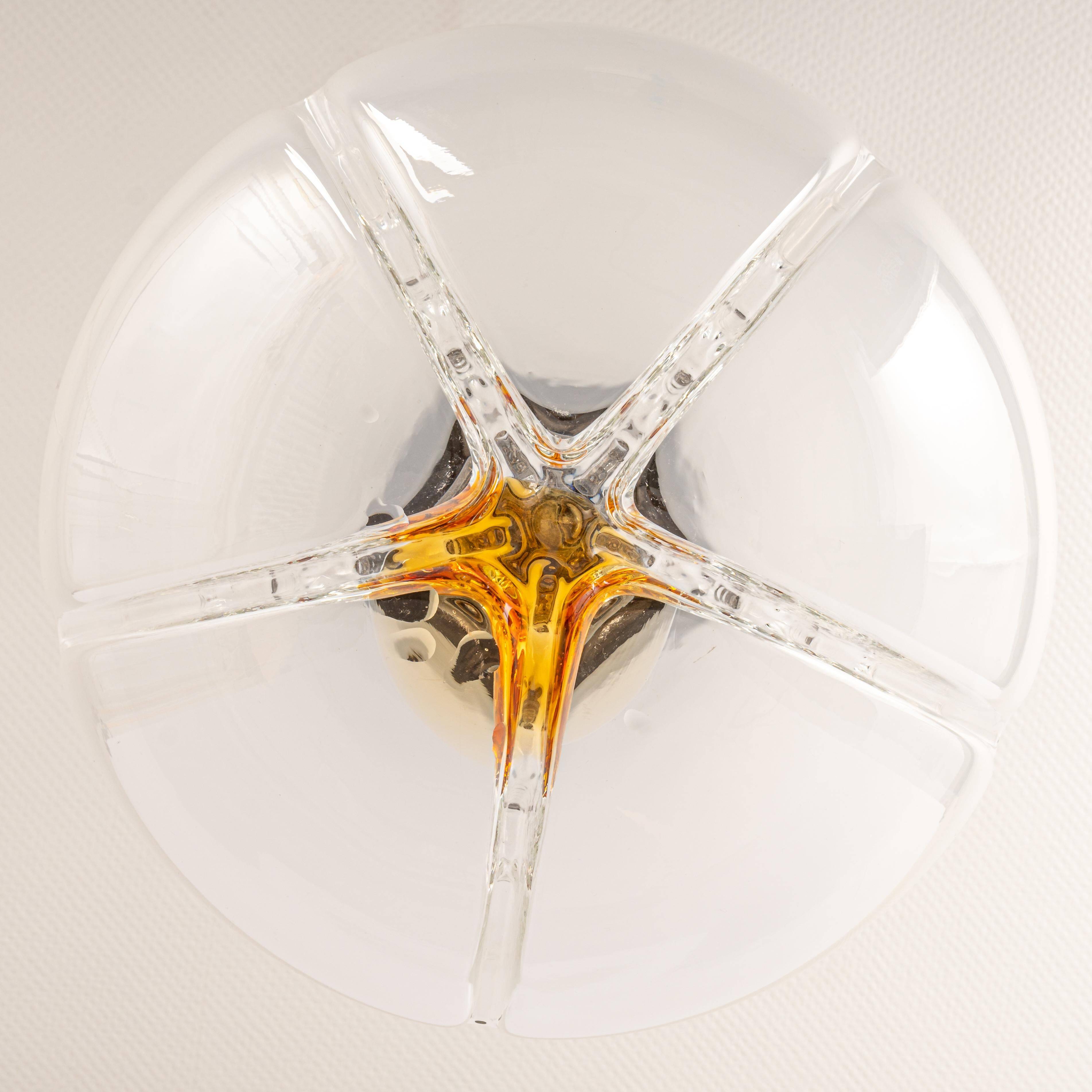 Suspended chandelier large Sputnik ball Murano, VeArt, Italy, 1970s