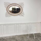 Large rattan sun mirror 1960