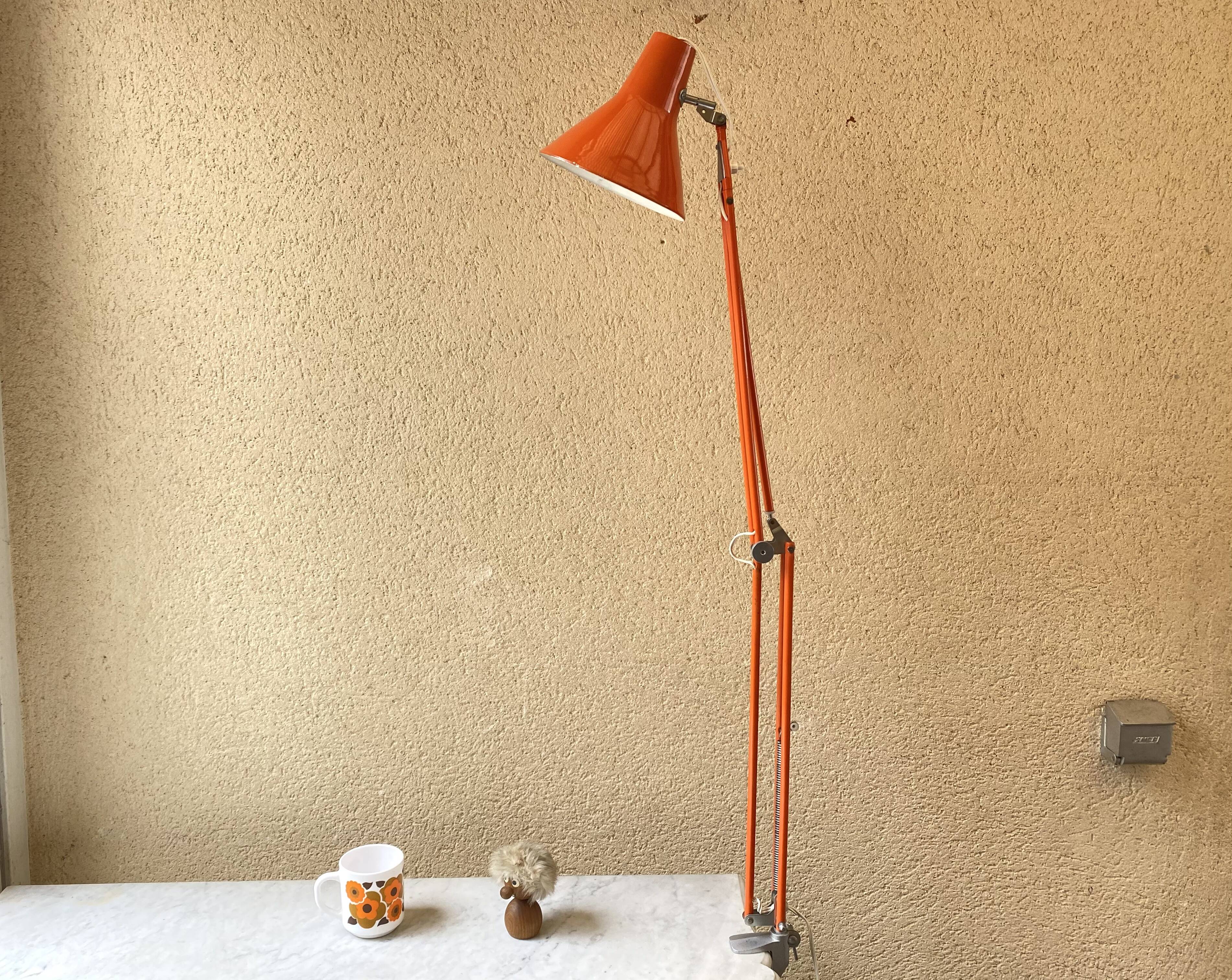 Office lamp architect aluminor France vintage 70s orange