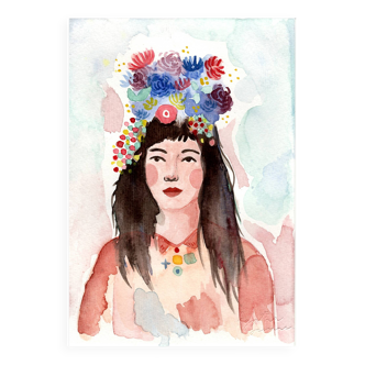 Painting on paper "Queen"