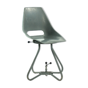 Chaise de tramway en fibre de verre et métal gris par Miroslav Navratil pour vertex 1960s